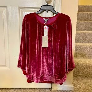 TOMMY BAHAMA DEEP PINK VELVET BOHO TOP